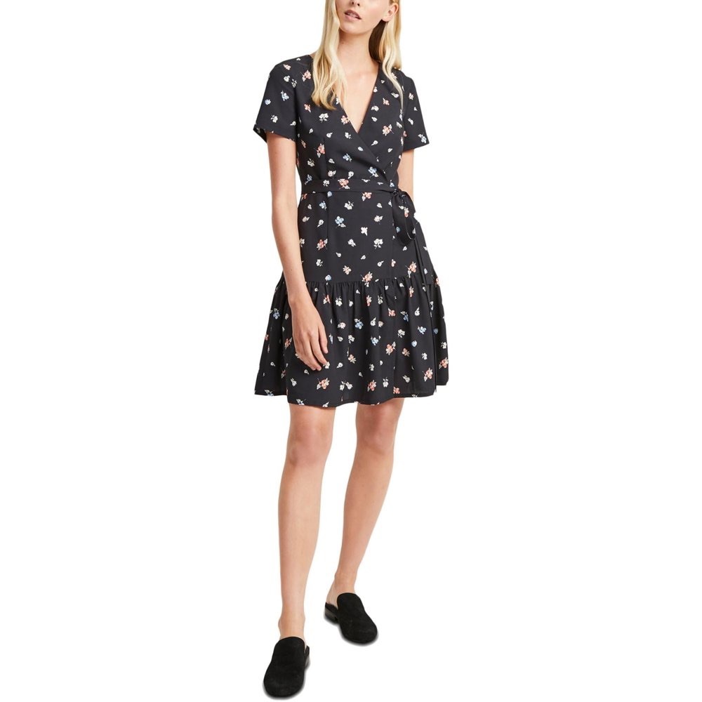 French Connection Frida Armoise Floral Print Crepe Faux Wrap